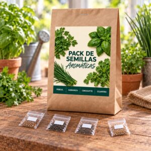 Pack de Semillas Aromáticas | Cilantro, Perejil, Albahaca y Ciboulette